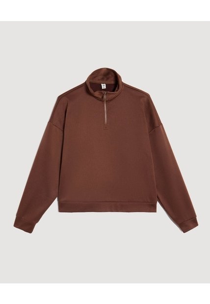 Buzo Cuello Alto  Para Mujer Café Ostu