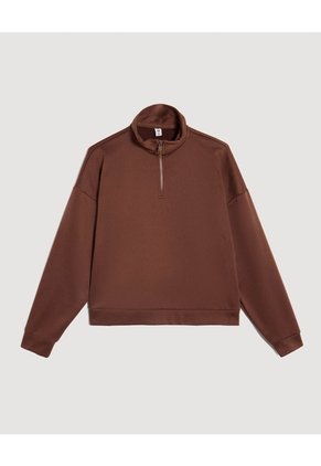 Buzo Cuello Alto Para Mujer Café Ostu