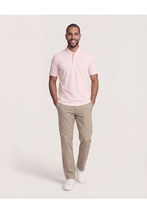 Polo  Para Hombre Cuello Mao Sin Bolsillo Color Rosa Marca Ostu #60110912