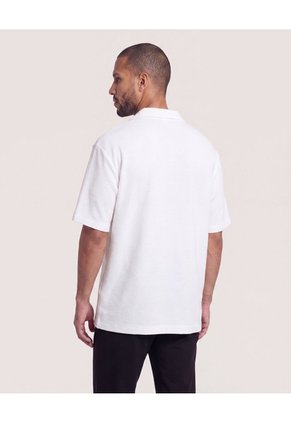 Camisa Resort Tricot  Para Hombre Crema Ostu