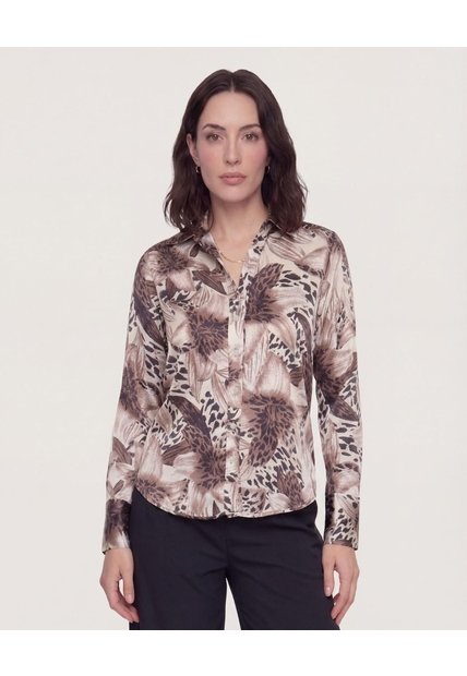 Camisa Satinada  Para Mujer Negro Ostu