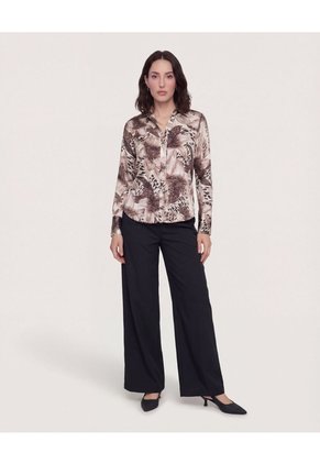 Camisa Satinada  Para Mujer Negro Ostu