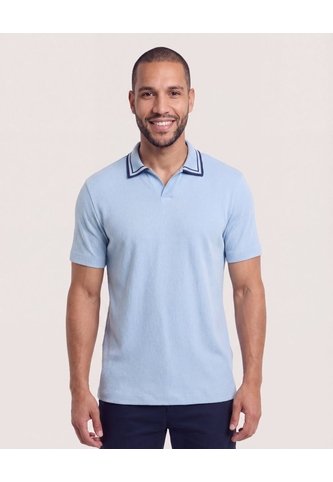 Polo Texturizado Cuello Contraste  Para Hombre Azul Ostu Ostu