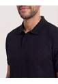 Polo Texturizada Manga Corta  Para Hombre Negro Ostu de Ostu