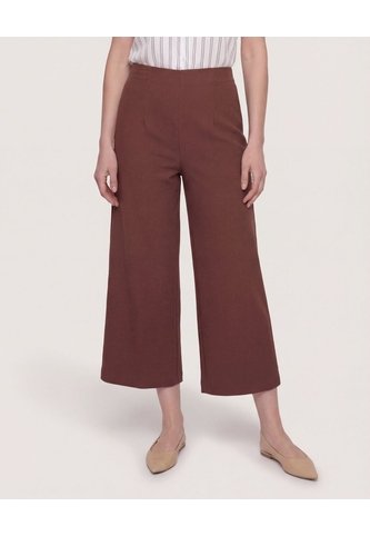 Pantalón Fluido Tiro Alto  Para Mujer Café Ostu Ostu