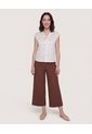 Pantalón Fluido Tiro Alto  Para Mujer Café Ostu de Ostu
