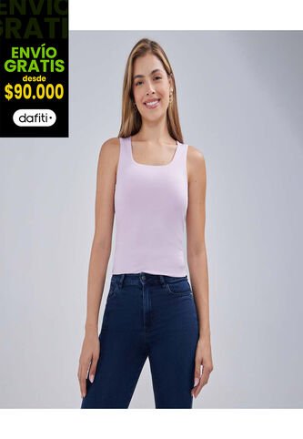 Top Para Mujer Cuello Redondo Color Rosado  Marca Ostu #40220352 Ostu