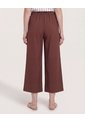 Pantalón Fluido Tiro Alto  Para Mujer Café Ostu de Ostu