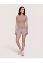 Camiseta Slim Cuello Redondo  Para Mujer Café Ostu de Ostu