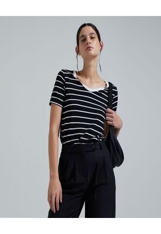 Camiseta Para Mujer Manga Corta Color Negro Marca Ostu #40091852 Ostu