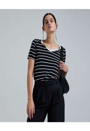 Camiseta Para Mujer Manga Corta Color Negro Marca Ostu #40091852