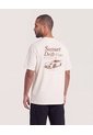 Camiseta Relaxed Estampado Posterior  Para Hombre Marfil Ostu de Ostu