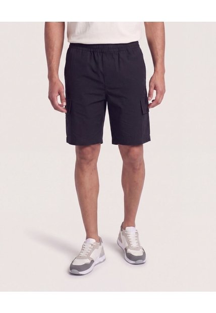 Bermuda Cargo Con Bolsillos Laterales  Para Hombre Negro Ostu