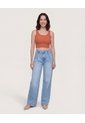 Camiseta Cropped En Rib Con Botones  Para Mujer Terracota Ostu de Ostu