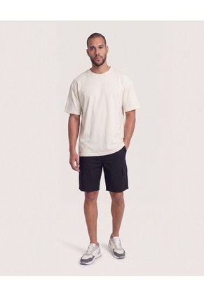 Bermuda Cargo Con Bolsillos Laterales  Para Hombre Negro Ostu
