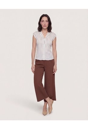 Camisa Satinada Sin Mangas  Para Mujer Café Ostu