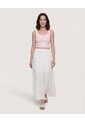 Camiseta Cropped En Rib Con Botones  Para Mujer Rosado Ostu de Ostu