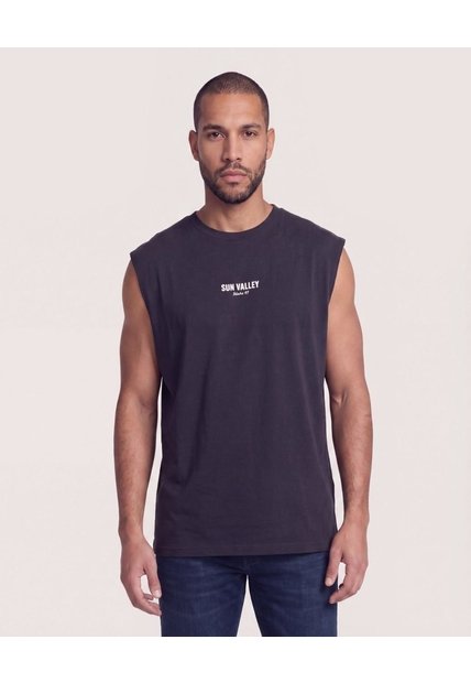 Camiseta Sin Mangas Screen  Para Hombre Negro Ostu