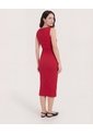Vestido Midi Ajustado Manga Sisa  Para Mujer Rojo Ostu de Ostu