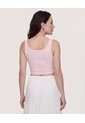 Camiseta Cropped En Rib Con Botones  Para Mujer Rosado Ostu de Ostu