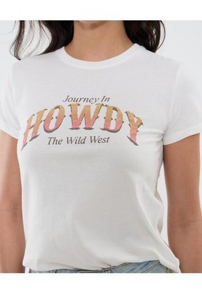 Camiseta Para Mujer Manga Corta Cuello Redondo Color Crudo Marca Ostu #40092512