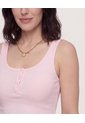 Camiseta Cropped En Rib Con Botones  Para Mujer Rosado Ostu de Ostu