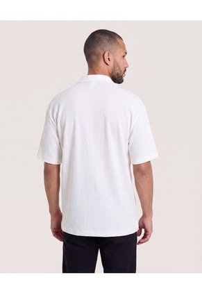 Camisa Manga Corta Resort  Para Hombre Crema Ostu