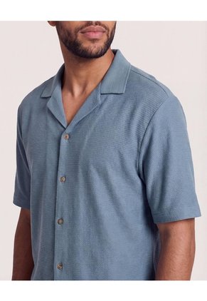 Camisa Resort Tricot  Para Hombre Verde Ostu