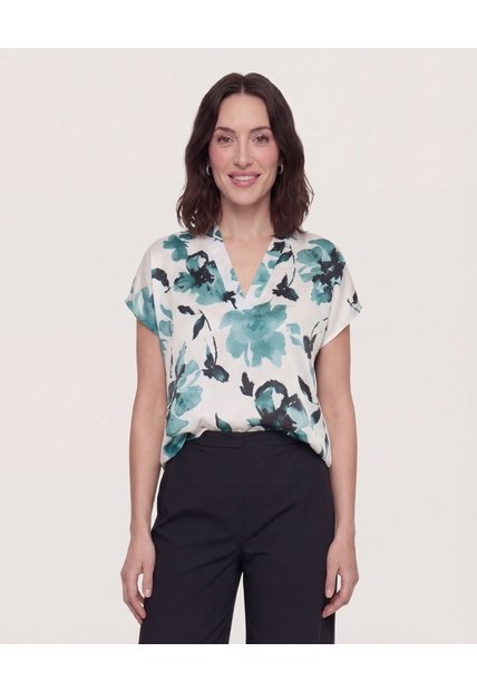 Blusa Con Escote En V  Para Mujer Verde Ostu