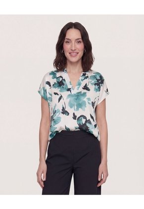 Blusa Con Escote En V Para Mujer Verde Ostu