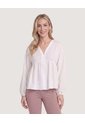 Blusa Manga Larga Escote En V  Para Mujer Crudo Ostu de Ostu