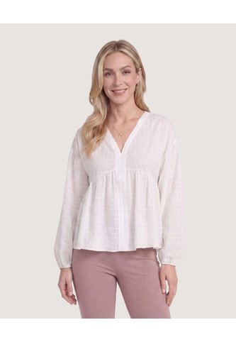 Blusa Manga Larga Escote En V  Para Mujer Crudo Ostu Ostu