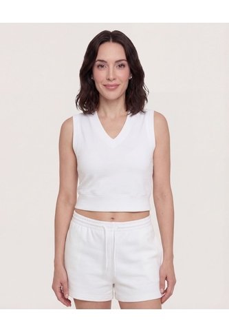 Chaleco Escote En V  Para Mujer Crema Ostu Ostu