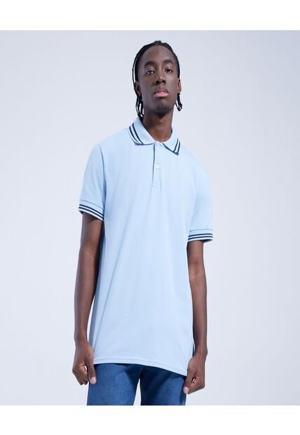 Polo Para Hombre Cuello Tejido Sin Bolsillo Color Azul  Marca Ostu #60110535