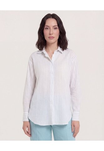 Camisa Rayas Manga Larga  Para Mujer Azul Ostu Ostu