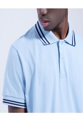 Polo Para Hombre Cuello Tejido Sin Bolsillo Color Azul  Marca Ostu #60110535