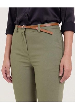 Pantalón Basico Tipo Chino Para Mujer Verde Ostu