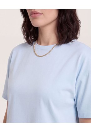 Camiseta Crop Manga Corta  Para Mujer Azul Ostu