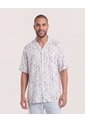 Camisa Resort Estampada  Para Hombre Crema Ostu de Ostu