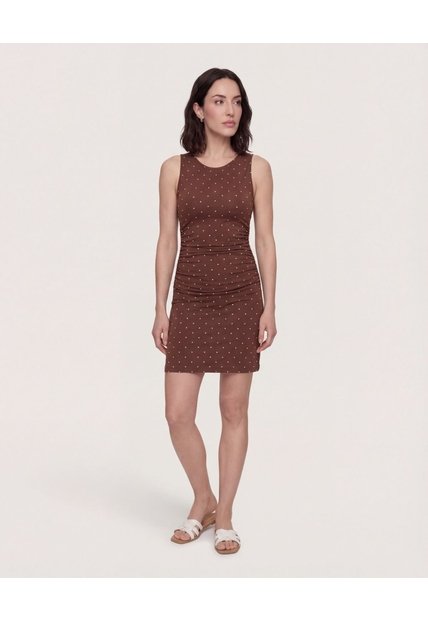 Vestido Corto Estampado  Para Mujer Café Ostu