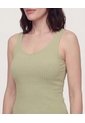 Camiseta Manga Sisa Escotada  Para Mujer Verde Ostu de Ostu