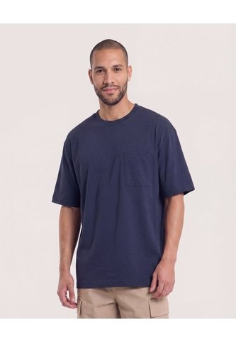 Camiseta Oversize Con Bolsillo  Para Hombre Azul Ostu Ostu