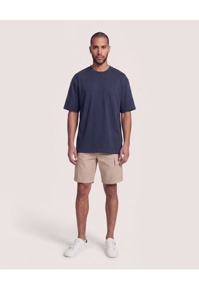 Camiseta Oversize Con Bolsillo  Para Hombre Azul Ostu