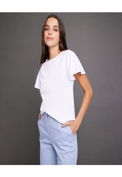 Camiseta Para Mujer Manga Corta Color Hueso Marca Ostu #40091626