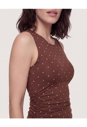 Vestido Corto Estampado  Para Mujer Café Ostu