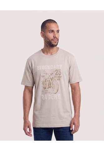 Camiseta Regular Estampado Moto  Para Hombre Café Ostu Ostu