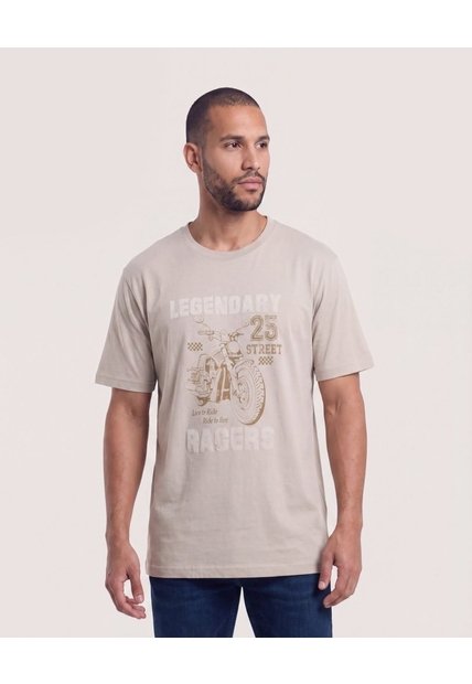 Camiseta Regular Estampado Moto  Para Hombre Café Ostu