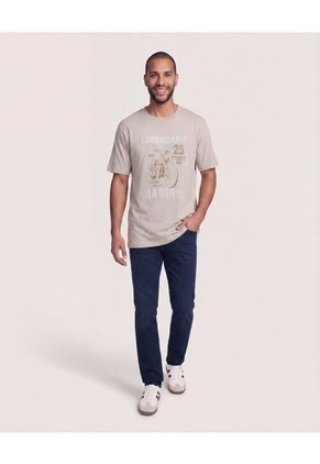 Camiseta Regular Estampado Moto Para Hombre Café Ostu