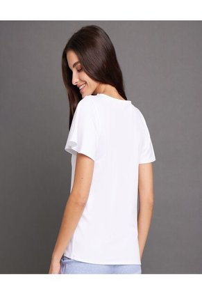 Camiseta Para Mujer Manga Corta Color Hueso Marca Ostu #40091626