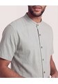 Camisa Manga Larga Con Bolsillo  Para Hombre Gris Ostu de Ostu